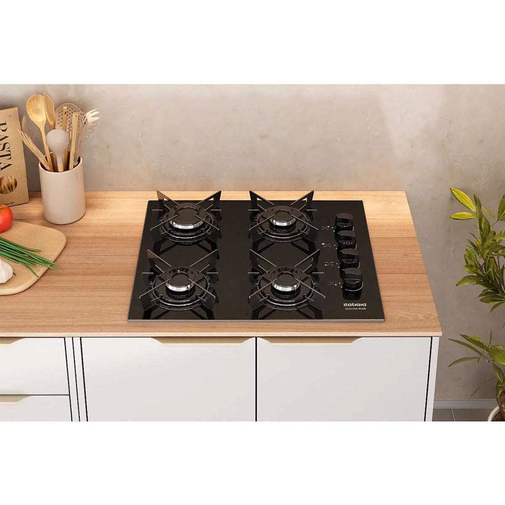 Cooktop 4 Bocas Electra Plus Preto Mesa De Vidro - 2
