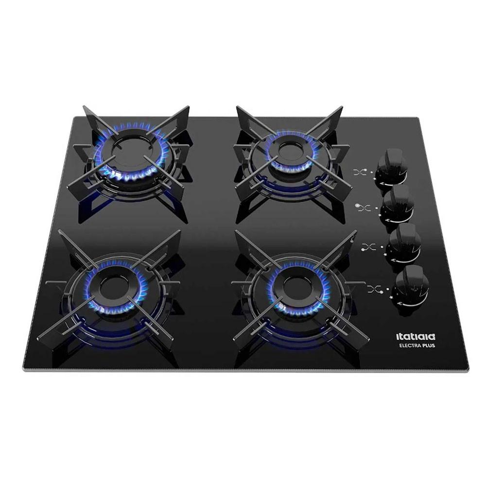 Cooktop 4 Bocas Electra Plus Preto Mesa De Vidro - 4