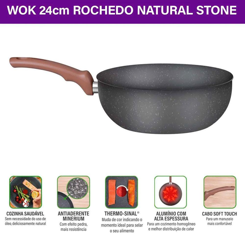 Frigideira Wok Natural Stone 24cm Rochedo - 5