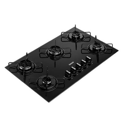 Cooktop 5 Bocas a Gás CD075BE com Grades Estáveis e Mesa de Vidro Temperado Consul