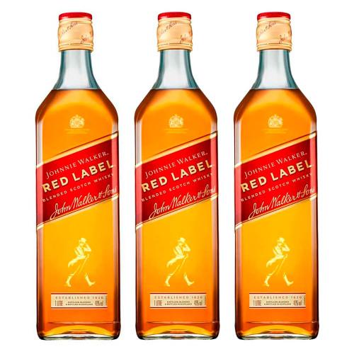 Whisky Johnnie Walker Red Label 1 Litro 3 Unidades - 1