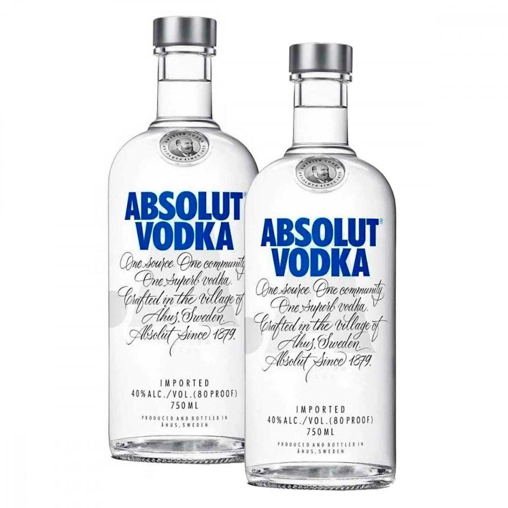 Kit Vodka Sueca Absolut Natural 750ml com 2 Unidades - 1