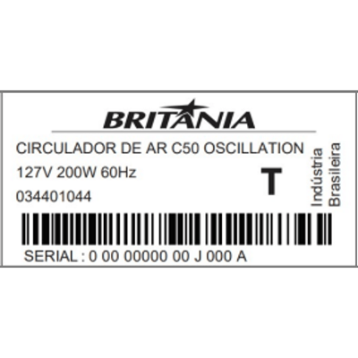 Circulador de Ar Britânia C50 Oscillation 127v