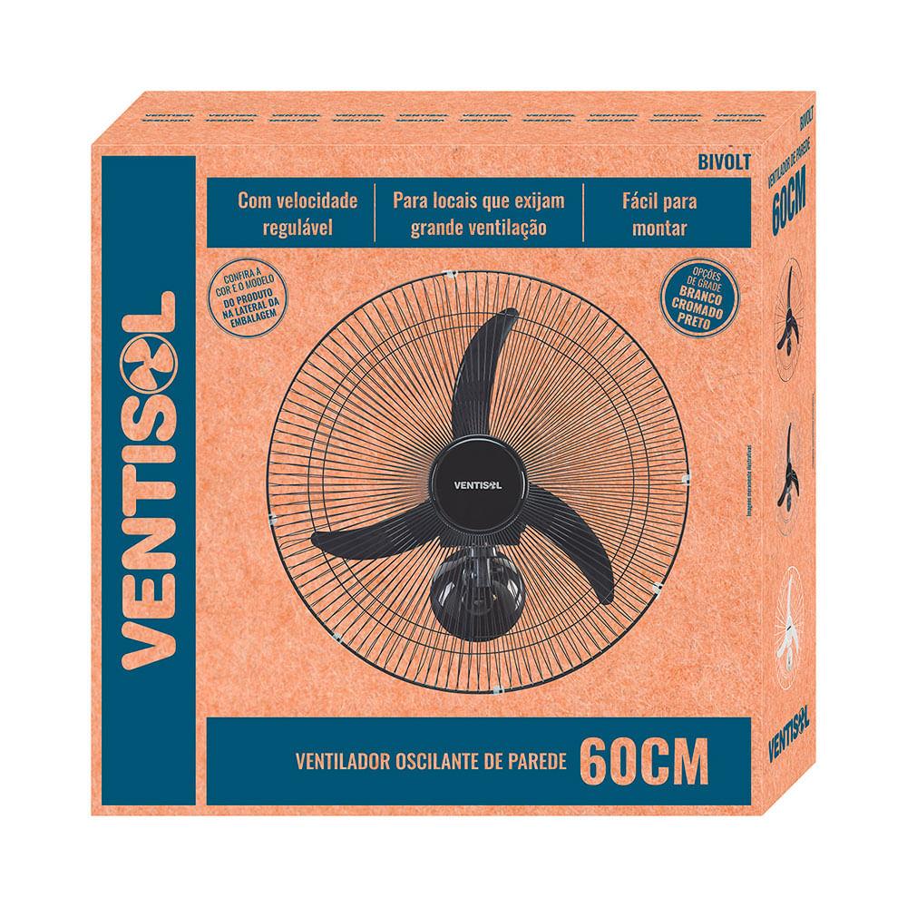 Ventilador de Parede Oscilante 60cm Ventisol New Preto 220V - 2