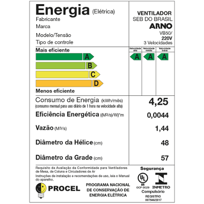 Ventilador de mesa Arno 50cm VB50 Xtreme Force Breezer Preto com Azul 220v