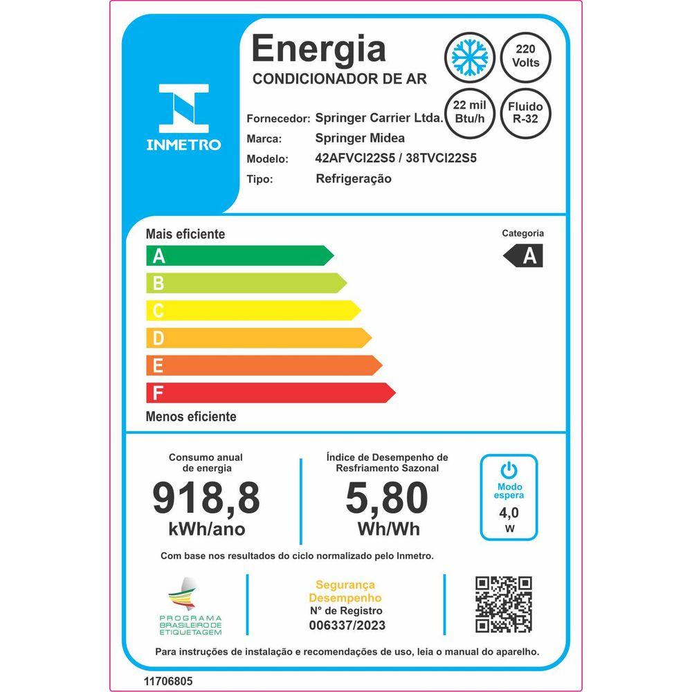 Ar Condicionado Split Hi Wall Inverter Springer Midea Airvolution Conect 22.000 Btus Frio 220v R-32 - 3
