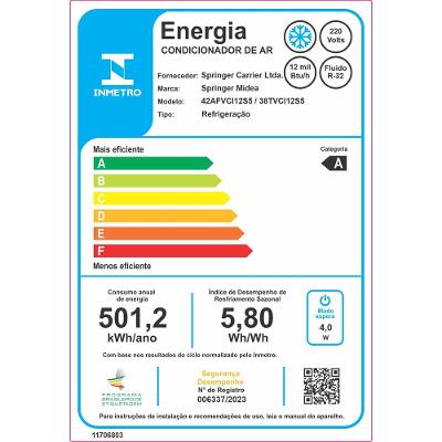 Ar Condicionado Split Hi Wall Inverter Springer Midea Airvolution Connect 12.000 Btus Frio 220v R-32