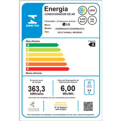 Ar Condicionado Hi Wall LG Dual Inverter Voice AI 9.000 Btus Quente e Frio 220v R-32