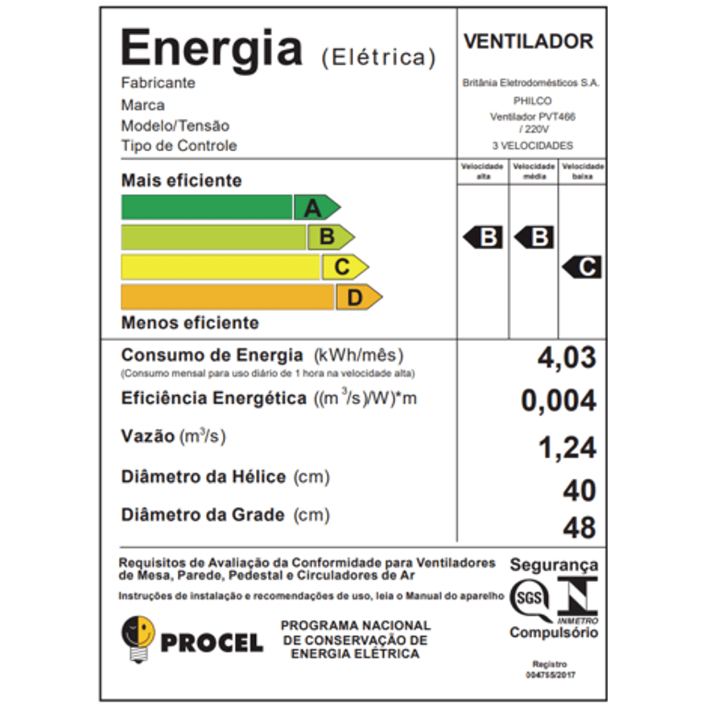 Ventilador de Mesa/Coluna Philco 40cm PVT466 Maxx Force Preto 220v - 6