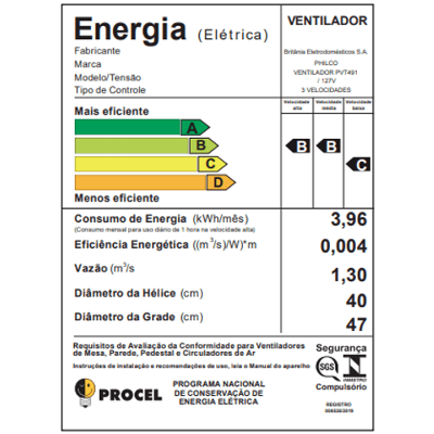 Ventilador de mesa Philco 40cm PVT491 Preto 127v