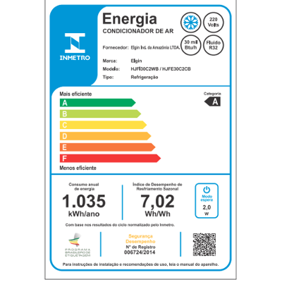 Ar Condicionado Split Hi Wall Eco II Inverter Connect Elgin 30.000 Btus Frio 220v R-32