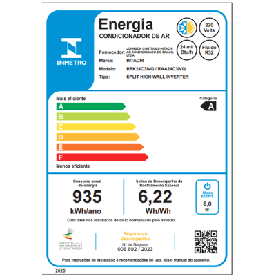 Ar Condicionado Split Hi Wall Inverter Hitachi AirHome 24.000 Btus Quente e Frio 220V R-32