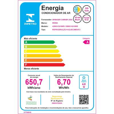 Ar Condicionado Split Hi Wall Midea Save Connect Black Inverter 18.000 Btus Quente e Frio 220v R-32