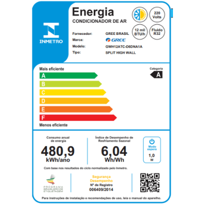 Ar Condicionado Split Hi Wall Gree G-Top Auto Inverter 12.000 Btus Quente e Frio 220v