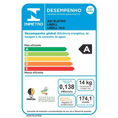Lavadora Semi Automática 14Kg Libell Branca 127V