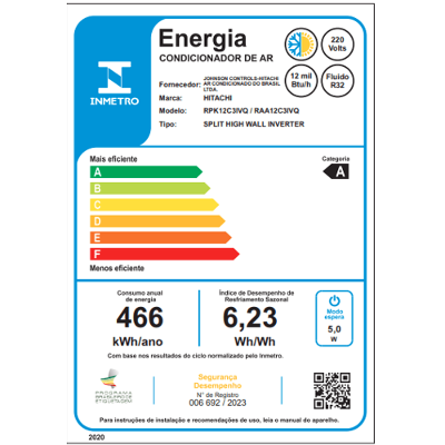 Ar Condicionado Split Hi Wall Inverter Hitachi AirHome 12.000 Btus Quente e Frio 220V R-32