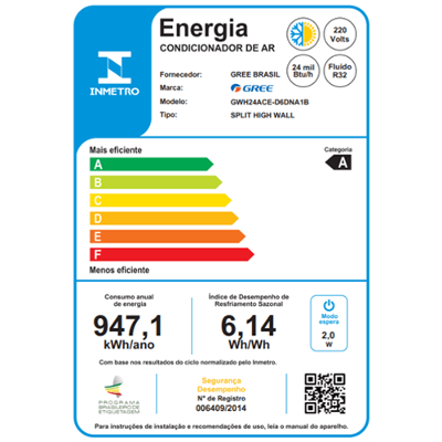Ar Condicionado Split Hi Wall Gree G-Diamond Auto Inverter 24.000 Btus Quente e Frio 220v R-32