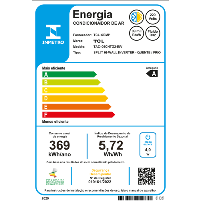 Ar Condicionado Split Hi Wall TCL T-Pro 2.0 Inverter 9.000 Btus Quente e Frio 220v R-32
