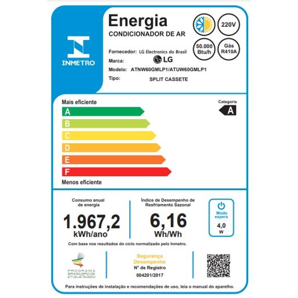 Ar Condicionado Split Cassete LG Inverter 4 Vias 50.000 Btus Quente e Frio 220V - 6