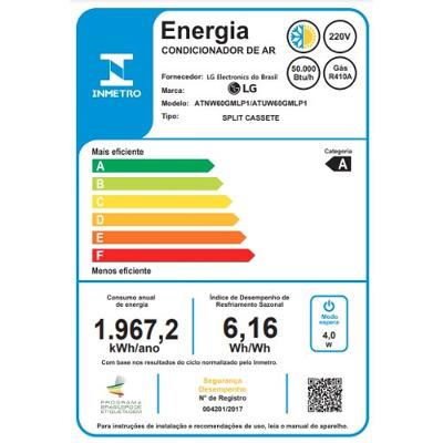 Ar Condicionado Split Cassete LG Inverter 4 Vias 50.000 Btus Quente e Frio 220V