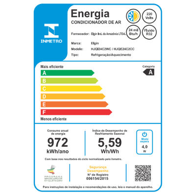Ar Condicionado Split Hi Wall Elgin Eco II Connect Inverter 24.000 Btus Quente e Frio 220v R-32