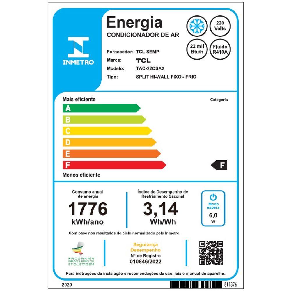 Ar Condicionado Split Hi Wall TCL 22.000 Btus Frio 220v - 7