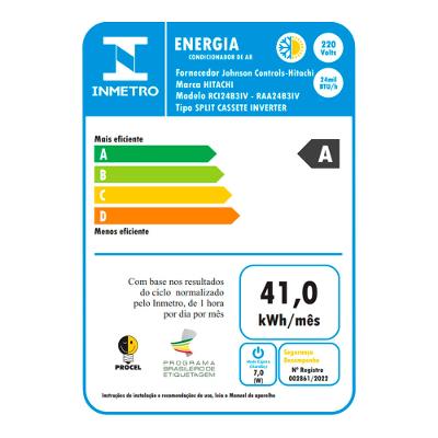 Ar Condicionado Split Cassete 4 Vias Hitachi AirCore 600 Inverter 24.000 Btus Quente e Frio 220v R-32