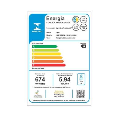 Ar Condicionado Split Hi Wall Eco II Inverter Connect Elgin 18.000 Btus Quente e Frio 220v R-32