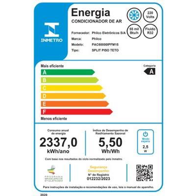Ar Condicionado Piso Teto Philco Inverter 55.000 Btus Frio 220V R-32