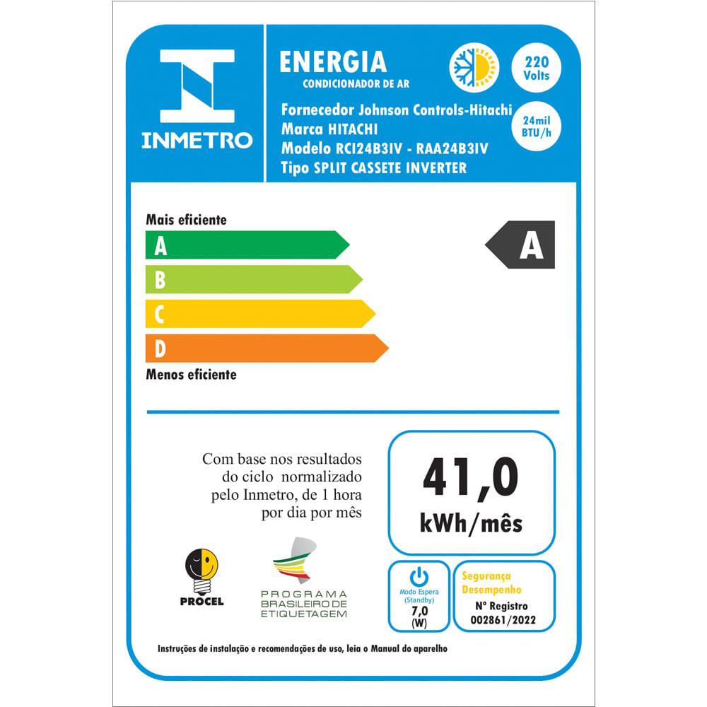 Ar Condicionado Split Cassete Hitachi AirCore 600 Inverter 4 Vias 24.000 Btus Quente e Frio 220v - 5