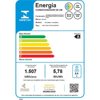 Ar Condicionado Piso Teto Inverter Hitachi AirCore 600 36.000 Btus Quente e Frio 220v