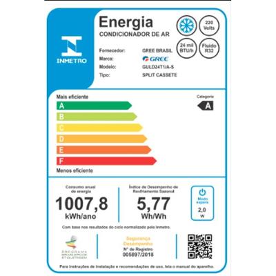 Ar condicionado Split Inverter Cassete Gree G-Prime Compact 24.000 Btus R32 Frio 220v