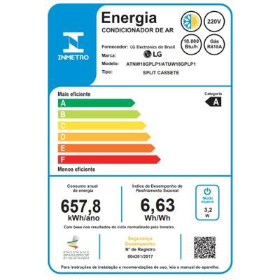 Ar Condicionado Split Cassete LG Inverter 4 Vias 18.000 Btus Quente e Frio 220V