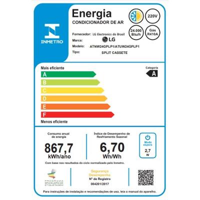 Ar Condicionado Split Cassete LG Inverter 4 Vias 24.000 Btus Quente e Frio 220V