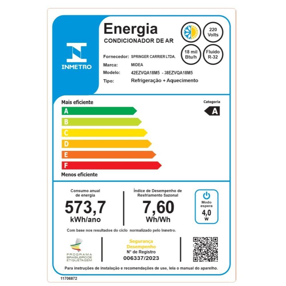 Ar Condicionado Split Hi Wall Inverter Midea AI Ecomaster 18.000 Btus Quente e Frio 220v R-32 - 7