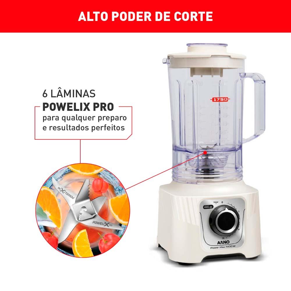 Liquidificador Power Max Arno 1400w LN64 Marfim 220V - 6