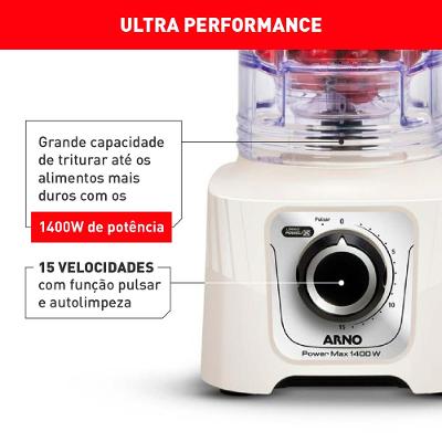 Liquidificador Power Max Arno 1400w LN64 Marfim 220V