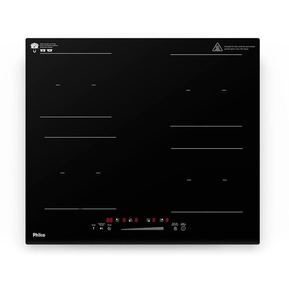 Cooktop De Indução Philco PCTQ1 4 Bocas Função Turbo Display Digital Painel Touch Preto 220v - 8