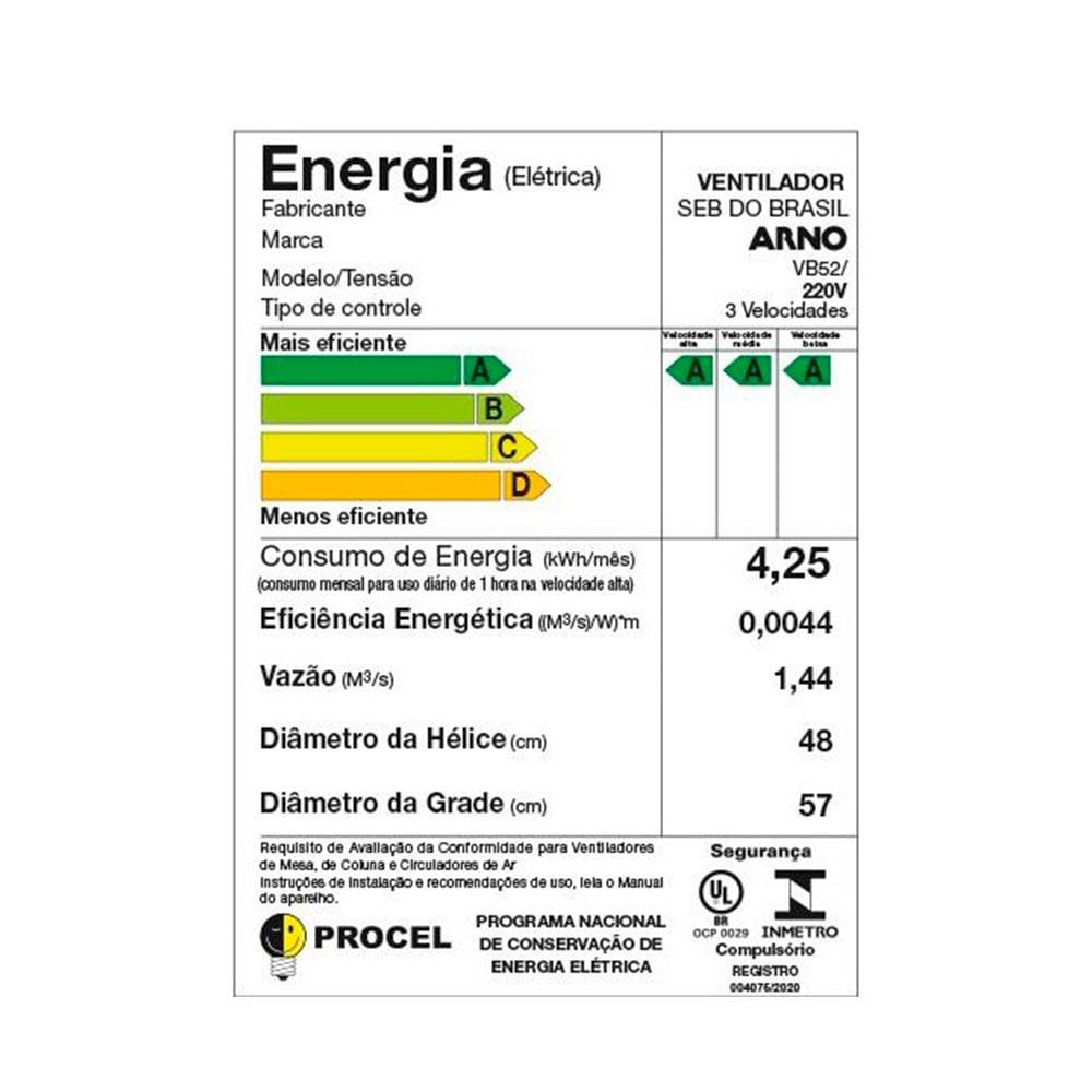 Ventilador de Coluna Arno 50cm VB52 X-Treme Force Breeze Preto e Azul Escuro 220V - 8