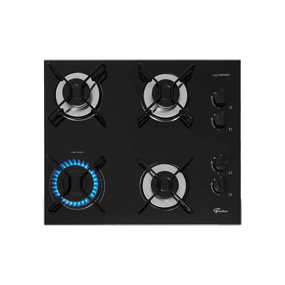 Cooktop 4 Bocas Fit Line Fischer Preto Bivolt - 2