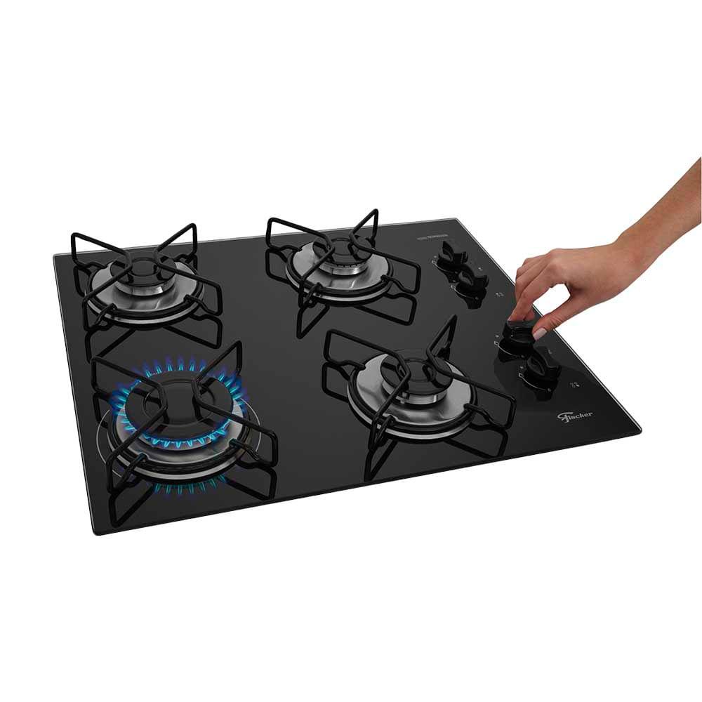 Cooktop 4 Bocas Fit Line Fischer Preto Bivolt - 3
