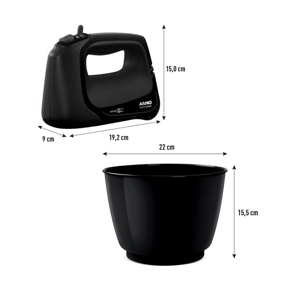 Batedeira Mini Chef Portátil Arno HM01 Preto 127v - 3
