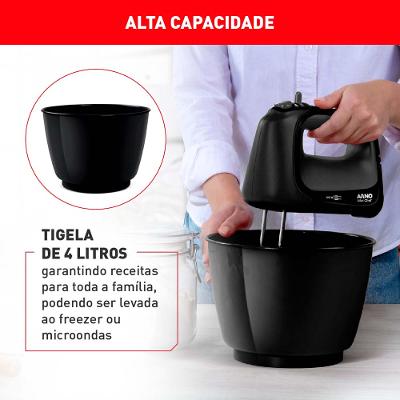 Batedeira Mini Chef Portátil Arno HM01 Preto 127v
