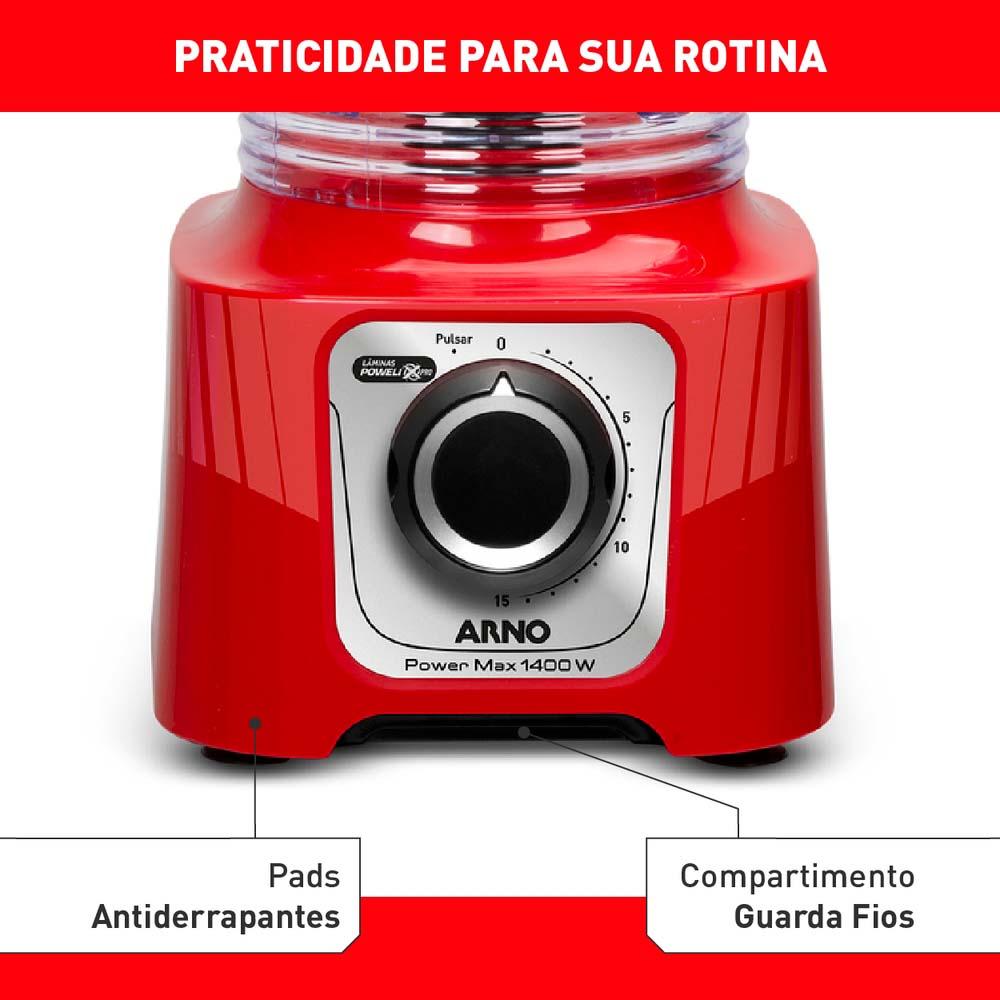 Liquidificador Power Max Arno 1400W LN63 Vermelho 220V - 1