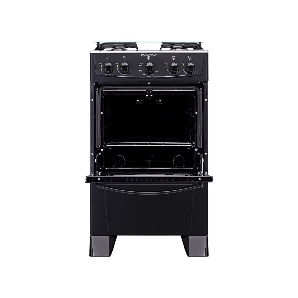 Fogão De Piso Atlas Coliseum Plus 4 Bocas Com Mesa Inox Preto Bivolt - 3