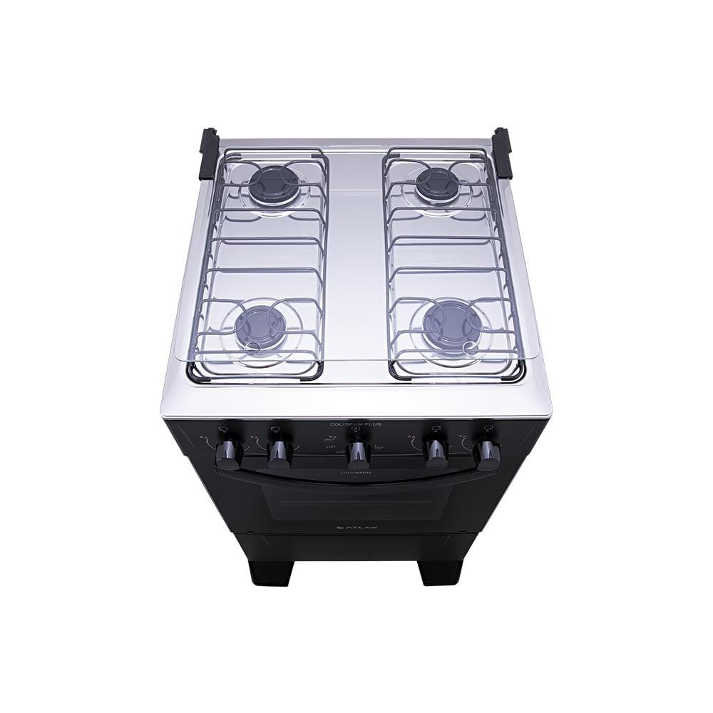 Fogão De Piso Atlas Coliseum Plus 4 Bocas Com Mesa Inox Preto Bivolt - 4