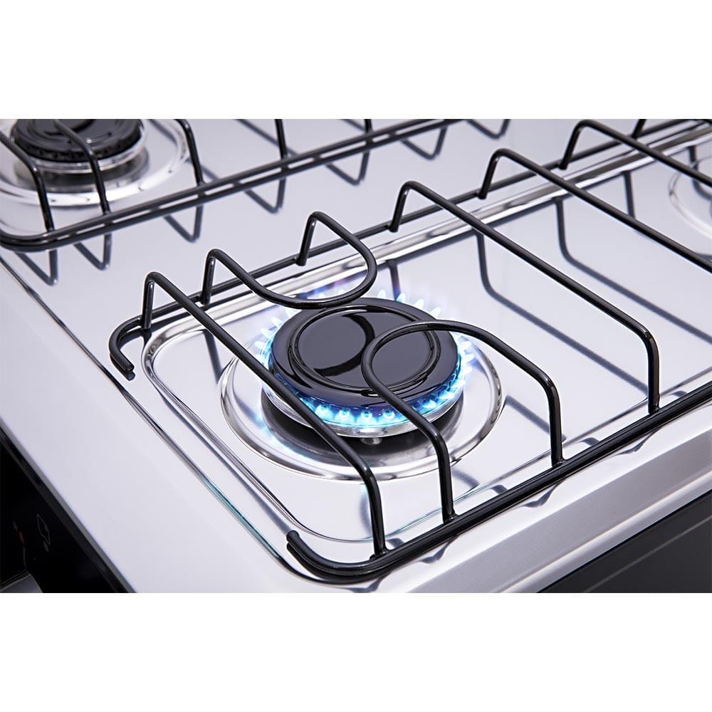 Fogão De Piso Atlas Coliseum Plus 4 Bocas Com Mesa Inox Preto Bivolt - 6