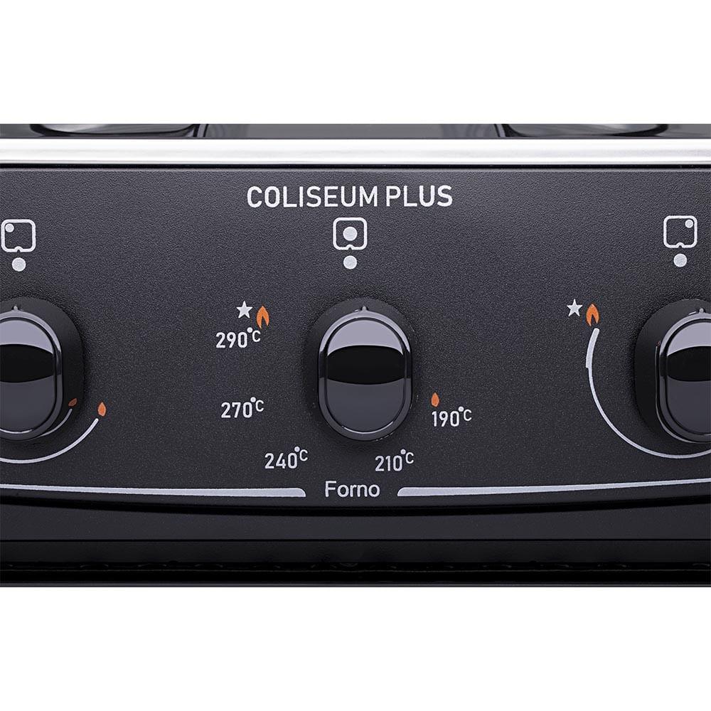 Fogão De Piso Atlas Coliseum Plus 4 Bocas Com Mesa Inox Preto Bivolt - 7