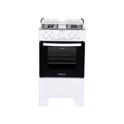 Fogão De Piso Atlas Coliseum Plus 4 Bocas Mesa Inox Forno 50 Litros Branco Bivolt