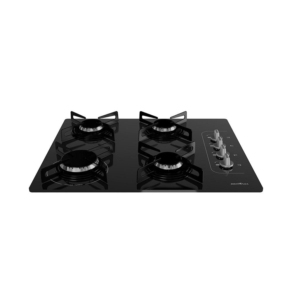 Cooktop a Gás Britânia 4 Bocas BCT4P Vidro Temperado 8mm Preto Bivolt - 3